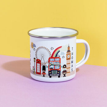 Personalised Children's London Bus Enamel Mug, 4 of 7