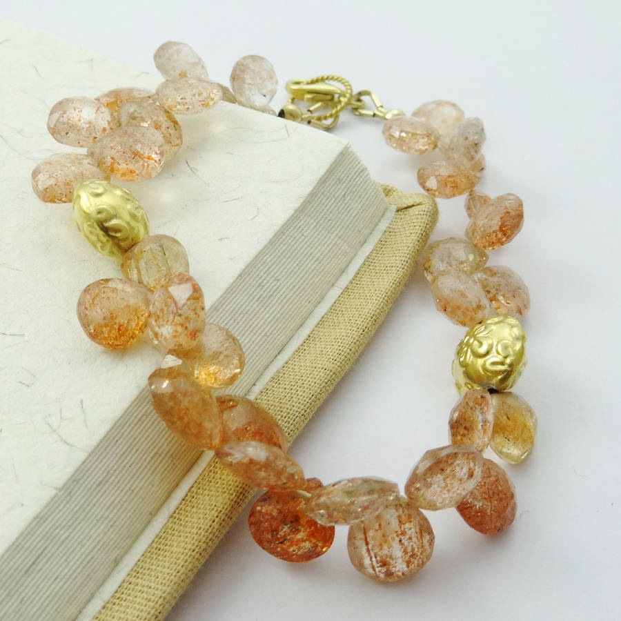 Sunstone Bracelet In Gold Vermeil By Prisha Jewels | notonthehighstreet.com