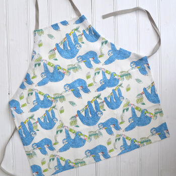 Personalised Sloth Children's Linen Apron, 3 of 5