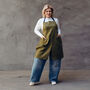 Personalized Linen Split Leg Apron For Potters, Artists And Bakers, thumbnail 1 of 9