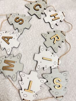 Personalised Wooden Christmas Bunting Charming Seasonal Garland For Home Decor, 3 of 12