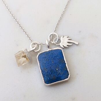 The Trio Lapis Lazuli Necklace, Sterling Silver, 4 of 11