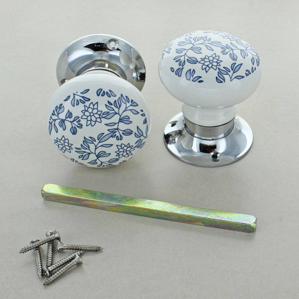 Royal Blue Ceramic Mortice Door Knobs Set By G Decor
