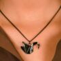 Black Large Paper Cranes Swan Necklace, thumbnail 1 of 4