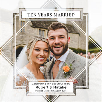 Ten Years Married Personalised Rock Photo Slate, 3 of 8
