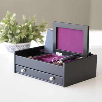 Men's Black Wood Valet Tray With Jewellery Storage, 2 of 4