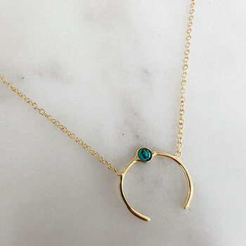 Turquoise Crescent 18ct Gold Vermeil Necklace, 4 of 9