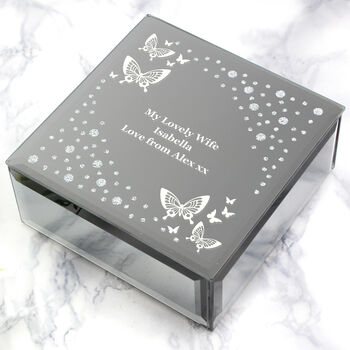 Personalised White Butterfly Diamante Glass Trinket Box, 4 of 8