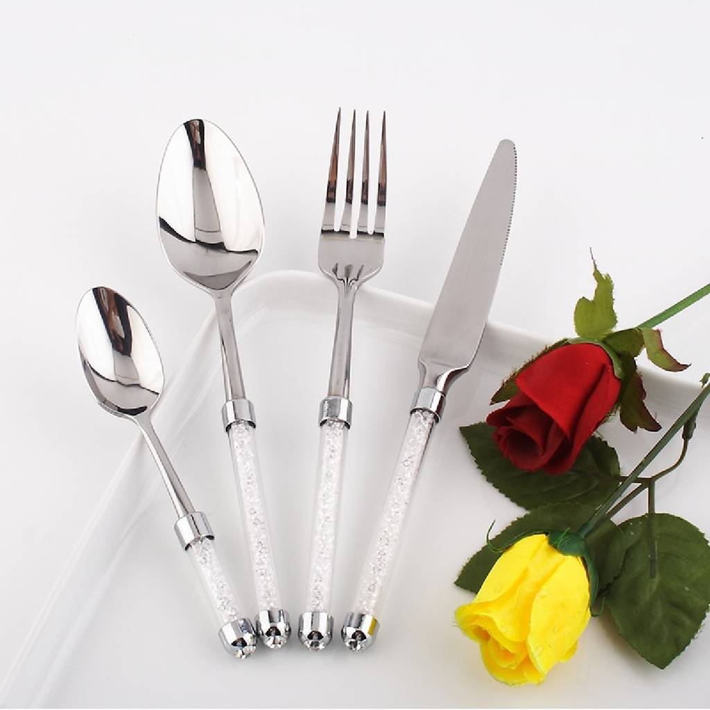 Cutlery Set With Swarovski Crystal Filled Handles By Diamond Affair