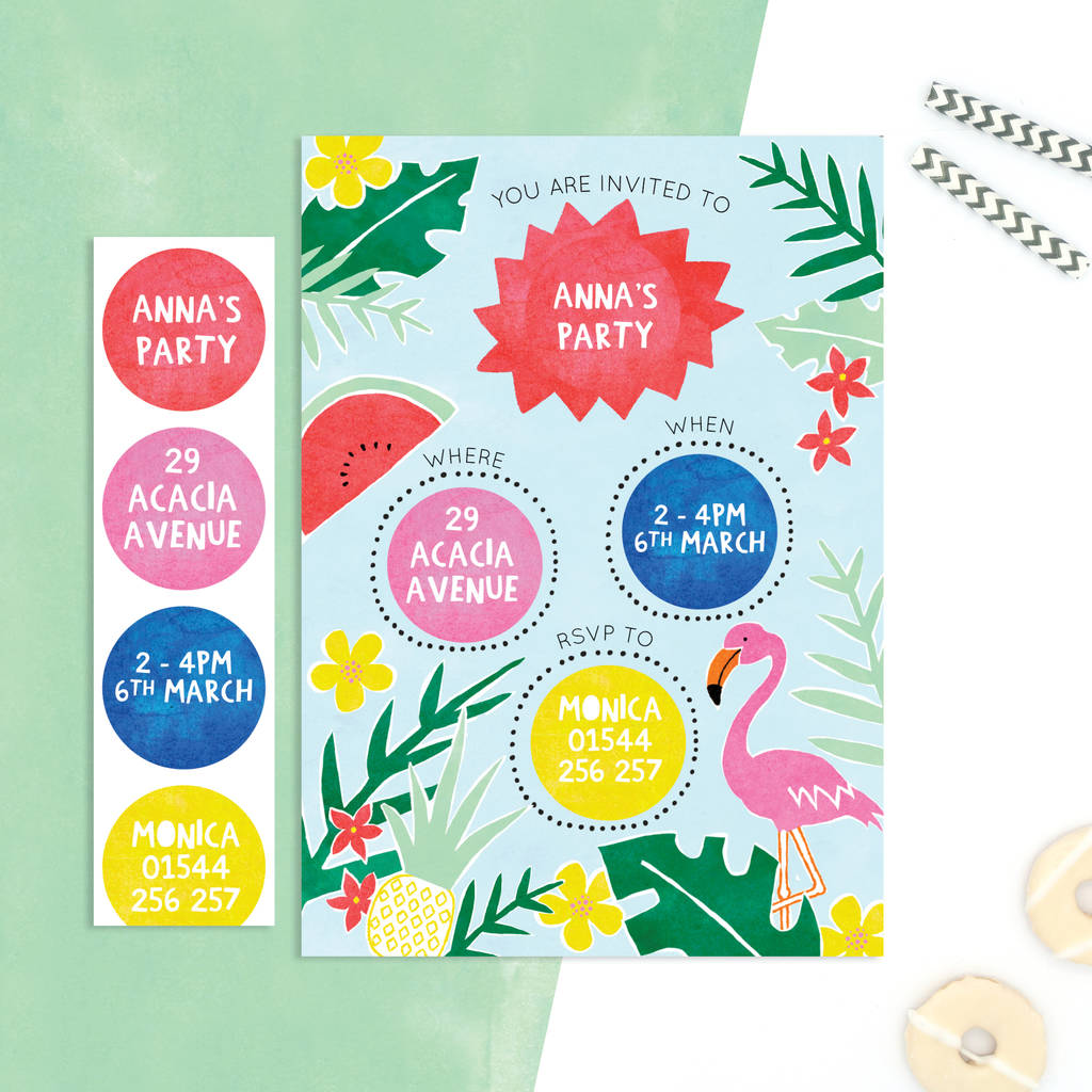 Personalised Tropical Invitations With Sticker Activity, 1 of 3