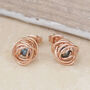 Pearl Birthstone Nest Gold Plated Silver Stud Earrings, thumbnail 4 of 6