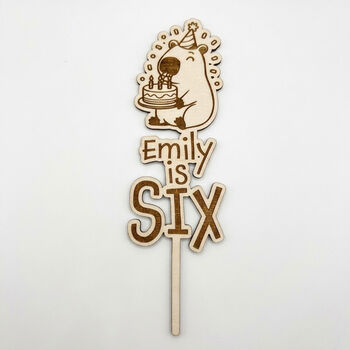 Personalised Capybara Birthday Wooden Cake Topper, 5 of 5