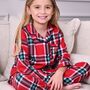 Unisex Kids Brushed Woven Red Check Pyjamas, thumbnail 1 of 4