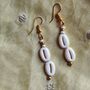 Two Cowrie Dainty Sea Shell Drop Earrings, thumbnail 3 of 6