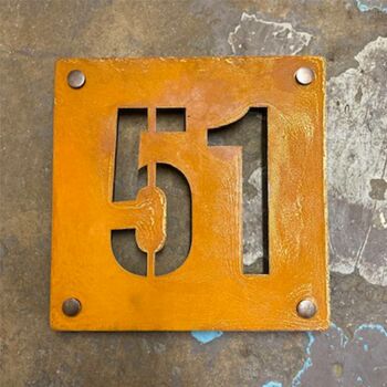 Corten Steel House Number Sign, 5 of 12