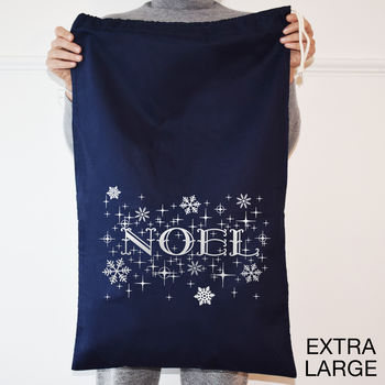 Silver And Navy Noel Christmas Sack, 5 of 5