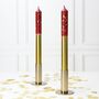 Handmade Plum And Gold Dipped Glitter Candlesticks Pair, thumbnail 1 of 2