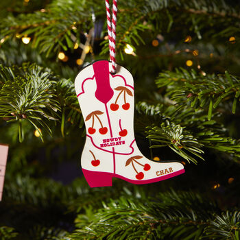 Personalised Cowboy Boot Christmas Decoration, 5 of 10