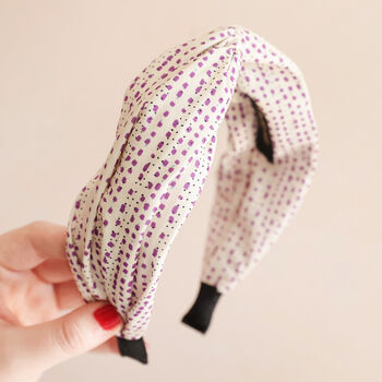 Purple Polka Dot Twist Fabric Headband, 2 of 4