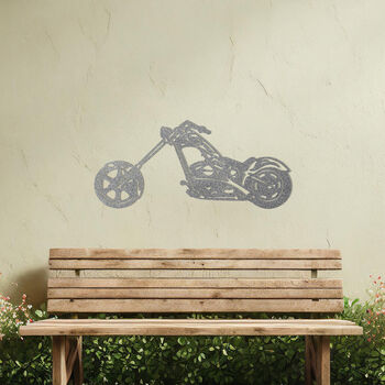 Chopper Motorcycle Metal Wall Art Gift For Garden Decor Enthusiasts, 10 of 10