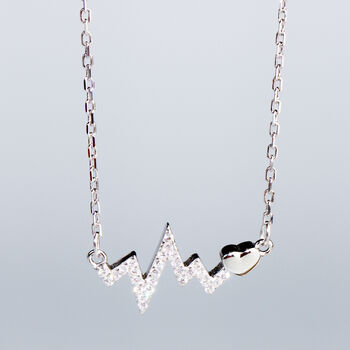 Sterling Silver Heart Beat Pendant Necklace, 3 of 5