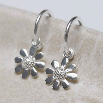 Sterling Silver Daisy Stud Hoops, 5 of 8