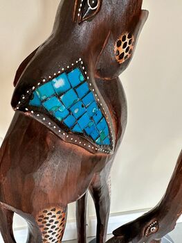 1m Hand Carved Mother And Baby Elephant Ornament, 5 of 10