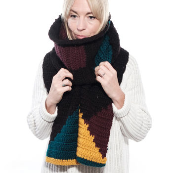 Oversized Statement Colour Block Scarf, 6 of 8