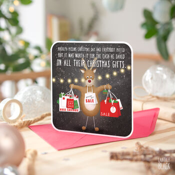 Boxing Day Funny Christmas Card Rudolph Dad Son Brother, 4 of 4