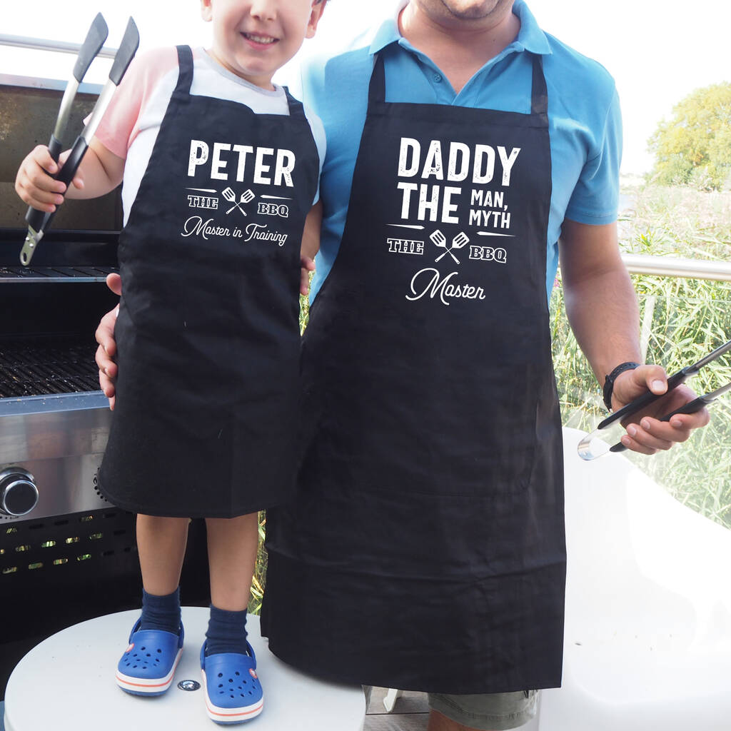 Daddy And Kid BBQ Master Personalised Matching Apron, 1 of 2