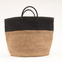 Natural And Black Colour Block Woven Laundry Basket, thumbnail 3 of 7