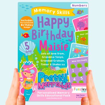 Personalised Mermaids Birthday Number Skills Cards Gift Box, 6 of 8