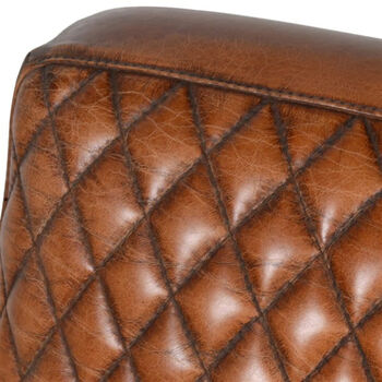 Art Deco Tan Leather Diamond Stitched Armchair, 2 of 2