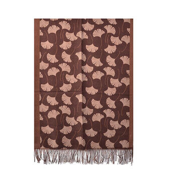 Deep Chocolate Ginkgo Leaf Pashmina Scarf With Tassels, 3 of 4