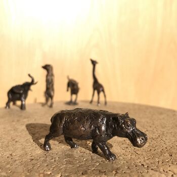 Miniature Bronze Hippo Sculpture 8th Anniversary Gift, 5 of 12