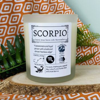 Personalised Scorpio Horoscope Star Sign Candle, 4 of 11