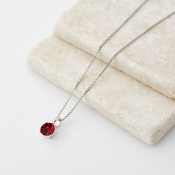 Ruby Red Swarovski Crystal Single Stone Necklace, 3 of 3