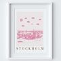 Stockholm Sweden Pink Skyline Cityscape Scene Art Print, thumbnail 2 of 2