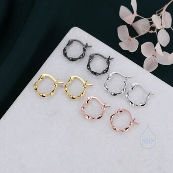 Delicate Mobius Strip Huggie Hoops Sterling Silver, 2 of 12