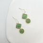 Sage Green Geometric Dainty Drop Earrings, thumbnail 5 of 12
