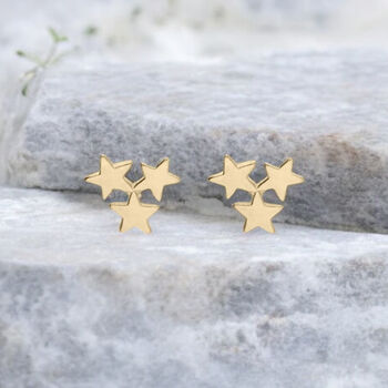 Yellow Gold Plated Galaxy Star Stud Earrings, 4 of 7