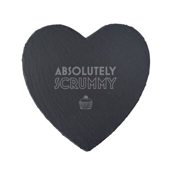 'Absolutely Scrummy' Heart Slate Cheeseboard, 2 of 2
