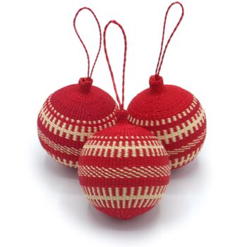 Red And White Christmas Baubles Pack Of Three, 2 of 8