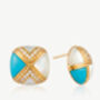 Gold Genuine Turquoise Stone Earrings With Mother Of Pearl, thumbnail 7 of 7