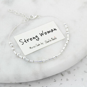 'Strong Woman' Morse Code Bracelet, 7 of 8