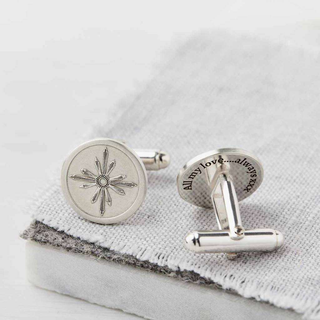 Personalised Sterling Silver North Star Cufflinks, 1 of 4