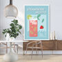 Strawberry Mojito Cocktail Print Four Colour Options, thumbnail 4 of 8