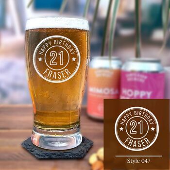 Personalised Pint Glass W/ Coaster Custom Beer Gift, 7 of 12