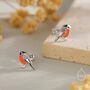 Sterling Silver Tiny Bullfinch Bird Stud Earrings, thumbnail 5 of 11