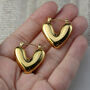 Gold Heart Hoop Earrings, thumbnail 1 of 4